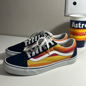 Custom vans old skool Houston Astros throwback tequila sunrise men’s size 10.5